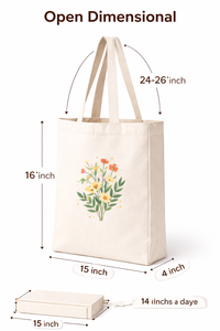 Eco Friendly Cotton <b>Canvas</b> Tote Bag 15x16x4 Inch Reusable Shopping Bag With Gusset Sustainable Office And Daily Use - Product Image 3