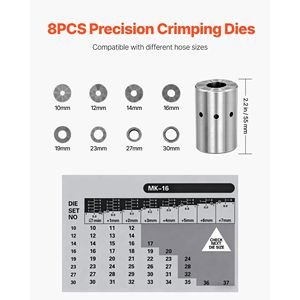 Crimpatrice Idraulica Manuale per Tubi Flessibili - Macchina Crimpatrice ad Alta Pressione con 8 Matrici, Gamma da 0,24 a 1,1 Pollici - Product Image 2