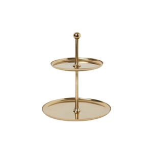 Support à gâteau vintage à 2 niveaux en métal doré, plateau de présentation de desserts rond de qualité supérieure pour mariages et décoration intérieure à prix abordable - Product Image 1