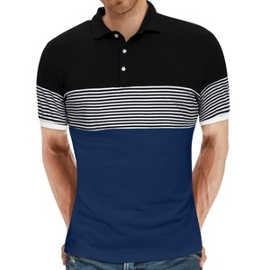 Camisas Polo Personalizadas de Manga Corta para Hombre, Camisas Casuales Deportivas de Algodón con Costuras en Contraste y Rayas - Product Image 6