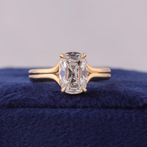IGI Certified Old Mine Cut <b>Cushion</b> Lab Grown Diamond Split Shank Engagement <b>Ring</b> Platinum 950 Elegant Sustainable Jewelry - Product Image 1