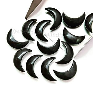 Pierre précieuse en onyx noir naturel en forme de croissant de lune, 17 mm, lisse, sculptée à la main, pierre brute, prix de gros, en vrac, pour la fabrication de bijoux - Product Image 6