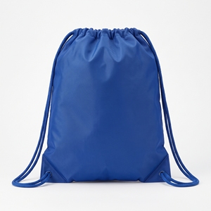 Sac à cordon bleu avec logo blanc imprimé, sac à dos de sport personnalisé brodé, cordon marine, coins noirs, sac de sport économique en gros pour événements - Product Image 4