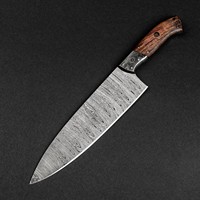 Couteau de chef artisanal en acier Damas, manche en bois, ambidextre, style industriel, lame de 8 à 9,9 pouces, pour restaurant et usage domestique