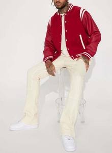 Men's Women's Letterman Embroidery Varsity Jacket <b>Sherpa</b> Streetwear Crop Custom Wool <b>Fabric</b> Thin Thickness Customizable Design - Product Image 2