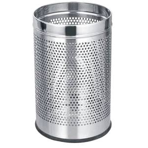 Poubelle ronde décorative moderne en métal rouge pour bureau et maison, panier à déchets en fil d'acier thermolaqué pour intérieur et extérieur - Product Image 2