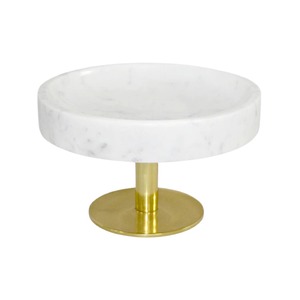 Circular <b>Marble</b> <b>Cake</b> <b>Stand</b> with Gold Base 1 Piece Stone Material - Product Image 3