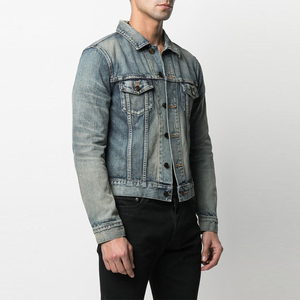 Fabricant de vêtements en gros : Vestes pour hommes personnalisées, jeans basiques de couleur unie, boutons acides, 100 % coton, vintage, écologiques, vente directe - Product Image 6