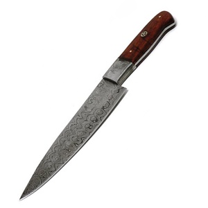 Custom Hand Forged Damascus Chef Knife with Leather Sheath <b>Wooden</b> Handle Professional Kitchen <b>Slicing</b> Knife OEM ODM Wholesale - Product Image 2