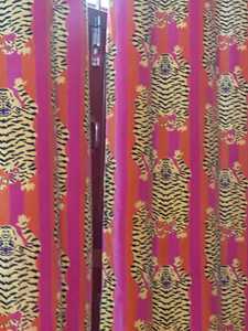 Hot Pink Orange Striped Velvet Tiger Curtains Maximalist Eclectic Drapes Kitsch Jungle Home Decor Custom Size 100% cotton - Product Image 2