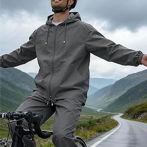Mens Rain Suit Waterproof Rain <b>Jacket</b> with Rain Pants 2 Piece Set Lightweight <b>Packable</b> Raincoat with Hood Casual Outdoor <b>Jackets</b> - Product Image 2