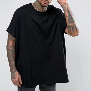 T-shirt OEM vierge en coton épais à col montant et épaules tombantes, personnalisable par sérigraphie, pour homme, style streetwear oversize - Product Image 3