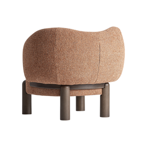 Modern Contemporary Accent Lounge Chair Solid Teak Premium Boucle Upholstery Sculptural Rounded <b>Frame</b> Hospitality Furniture - Product Image 2