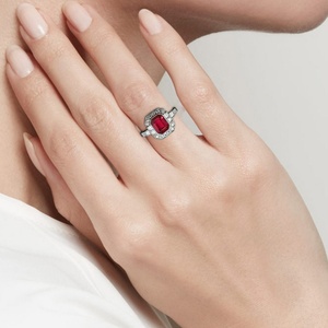 Anillo de compromiso de Plata de Ley 925 con Esmeralda cortada, joyería de moda - Product Image 6