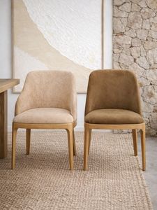 Chaise de salle à manger moderne rembourrée avec pieds en bois et dossier, mobilier de salle à manger pour la maison - Product Image 4