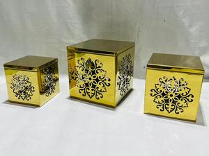 Juego de 3 Soportes Elevadores Cuadrados de Metal Oro Rosa, Estilo Moderno de Mediados de Siglo, Multifuncionales, Decorativos, para Buffet, Centro de Mesa para Bodas - Product Image 5