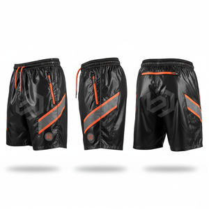 Men's Blue Quick Dry Board <b>Shorts</b> With Drawstring Waist And <b>Zipper</b> Pockets Sporty Style Solid Color Mid Rise - Product Image 6