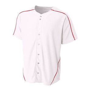 เสื้อเบสบอลผู้ชายสีขาว แขนสั้น ติดกระดุมด้านหน้า สีพื้น ผ้าโพลีเอสเตอร์ระบายอากาศได้ดี ทรงปกติสำหรับผู้ใหญ่ ใส่ได้ทุกฤดู - Product Image 1