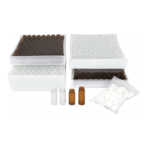 SciLab 6-16 mL USP-I <b>Glass</b> Sample <b>Vials</b> with PE Septa and White PP Caps - Product Image 1