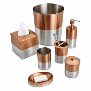 Custom Wholesale Eco-Friendly Metal Bathroom Sets Luxury Electroplated Gold Stainless Steel Brass Bath Set <b>Toothbrush</b> <b>Holder</b> - Product Image 4