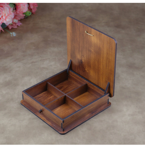 Boîte à fruits secs en bois brun de luxe moderne avec couvercle en verre UF INTERNATIONAL WDB-72 Modèle personnalisable en taille et en forme pour mariage et fête - Product Image 6