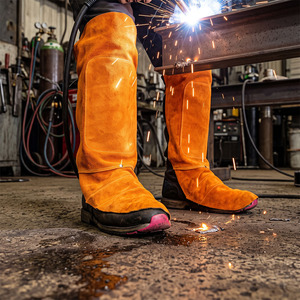 Cowhide Split Industrial Safety Clothing Welding Leg <b>Guard</b> Welder Gaiters CE Certified <b>Fire</b> Resistant Spark Resistance SAFETY - Product Image 6