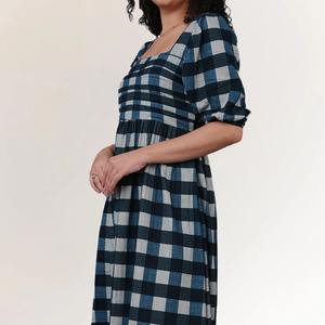 เดรสผ้าฝ้ายทอมือลายตารางหมากรุกขายดีที่สุด ทรงเอไลน์สวมใส่สบาย มีจำหน่ายแล้ว - Product Image 3