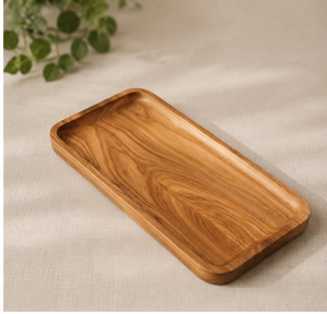 Plateau de service rectangulaire moderne en bois fait main, plateau décoratif, support de rangement utilitaire pour la maison, l'hôtel, le café - Product Image 4