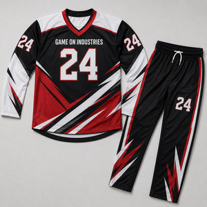 Private Lable Lightweight Durable OEM ODM Breathable Quick Dry Team Wear Long Sleeve Custom Sublimated Ice Hockey Uniform Sets - Product Image 1