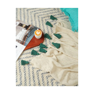 Brushed Fleece Fabric 50x60in Waffle Texture Waterproof Winter Cozy <b>Couch</b> <b>Throw</b> Tassels Daily Use Items - Product Image 5
