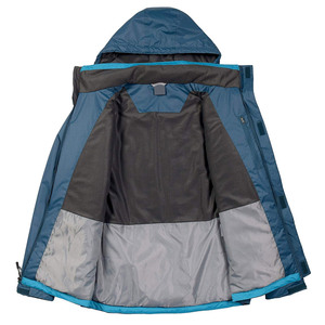 Men <b>Waterproof</b> Hooded Hard Shell <b>Jacket</b> Blue Regular Fit Outdoor All Seasons Zip Fly with Pockets - Product Image 3