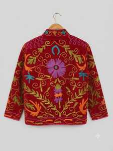 CHOHAN TEXTILE Handmade Breathable Knitted Embroidered <b>Quilted</b> Cotton <b>Jacket</b> Women Floral <b>Pattern</b> Stand Autumn/Winter Outerwear - Product Image 6