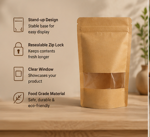 Bolsa de Papel Kraft Biodegradable para Envasado de Alimentos con Ventana Transparente y Base Reforzada - Product Image 5