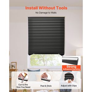 Set di 6 Tende Plissettate Temporanee Oscuranti in Carta Nera 36 X 72, Senza Necessità di Forare, Adesivo Incluso - Product Image 2