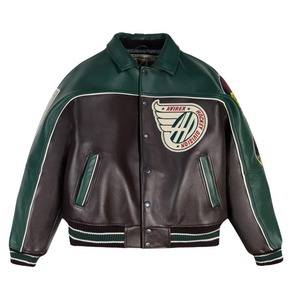 High Quality Streetwear Style 100% Genuine Soft Lambskin Leather Avirex Leather <b>Jacket</b> Custom Embroidered Retro Leather <b>Jacket</b> - Product Image 1