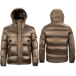 Veste d'hiver matelassée brillante personnalisée OEM avec capuche, imperméable, chaude et épaisse pour homme - Product Image 2