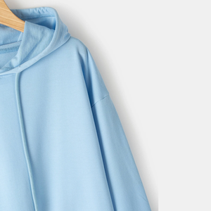 Sweat-shirt à capuche unisexe bleu clair, coupe classique, tricoté, 100% coton, décontracté, hiver, ODM, imperméable, séchage rapide - Product Image 5