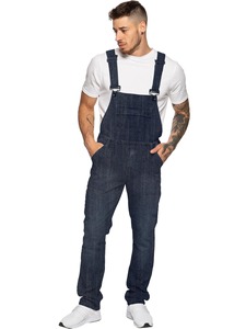 Overoles de mezclilla ajustados informales para hombre, suaves y cómodos, con correas ajustables, estilo urbano a la moda - Product Image 3
