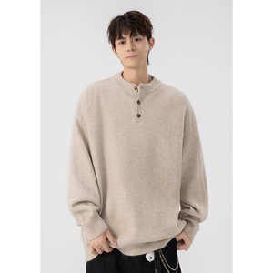 <b>Men's</b> Wholesale Winter <b>Henley</b> Knit Sweater <b>Long</b> <b>Sleeve</b> Button Neck Pullover Soft Warm Casual Classic Knitwear OEM ODM Clothing - Product Image 6