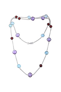 Collar de Topacio Azul, Amatista y Granate en Plata de Ley 92.5 KLSS-40176 - Product Image 3
