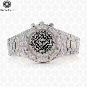 Montre de luxe pour homme Charm Jewels en acier inoxydable, boîtier carré, date automatique, mouvement mécanique sertie de diamants, cadran de 40 mm, bracelet de 20 mm - Product Image 1