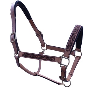 Harnais de cheval en cuir repoussé de qualité supérieure, gravé de motifs floraux, réglable, style western, durable, avec têtière rembourrée - Product Image 3