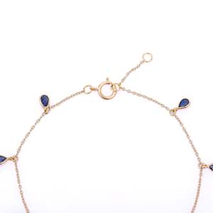 18K Yellow <b>Gold</b> Blue Sapphire Tennis Bracelet for Wedding Party Anniversary - Product Image 5