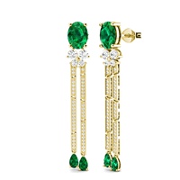 Boucles d'oreilles en argent Sterling 925, Chandelier de luxe émeraude vertes vif, boucles d'oreilles longues en forme de goutte d'eau, bijoux de fête, bijoux bonheur, pour femmes