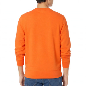 Plain <b>Orange</b> Sweatshirt Crewneck Long Sleeve Pullover Cotton <b>Fleece</b> Casual Men Winter Apparel Wholesale Manufacturer - Product Image 2