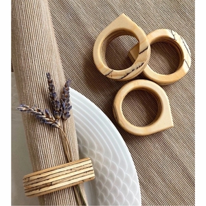 Anillo para Servilletas de Madera Geométrico Hecho a Mano, Ecológico, Porta Servilletas de Madera para Mesa, Decoración para Mesa de Boda, Hotel, Restaurante - Product Image 6