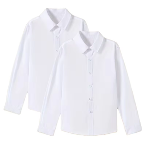 Garden Children's Unisex Preppy Style Long Sleeve Shirt Two-Piece Set Short-sleeved High School Uniform 100% Cotton Canvas - Product Image 1