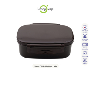 Boîte à lunch rectangulaire sans BPA, micro-ondable, grande capacité, style coréen, 700 ml, 2 compartiments, couvercle en plastique, finition noire brillante, SB TECH - Product Image 1