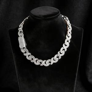 Men's Rhodium Plated 925 Silver Moissanite Rope Chain <b>Statement</b> <b>Necklace</b> Pave Setting Hiphop Style Cuban Chain - Product Image 1