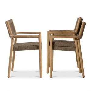 Solid Teak Wood Dining <b>Chair</b> Modern Rope Armchair <b>Stackable</b> Outdoor Indoor Dining Furniture Java Factory Wholesale Supply - Product Image 1
